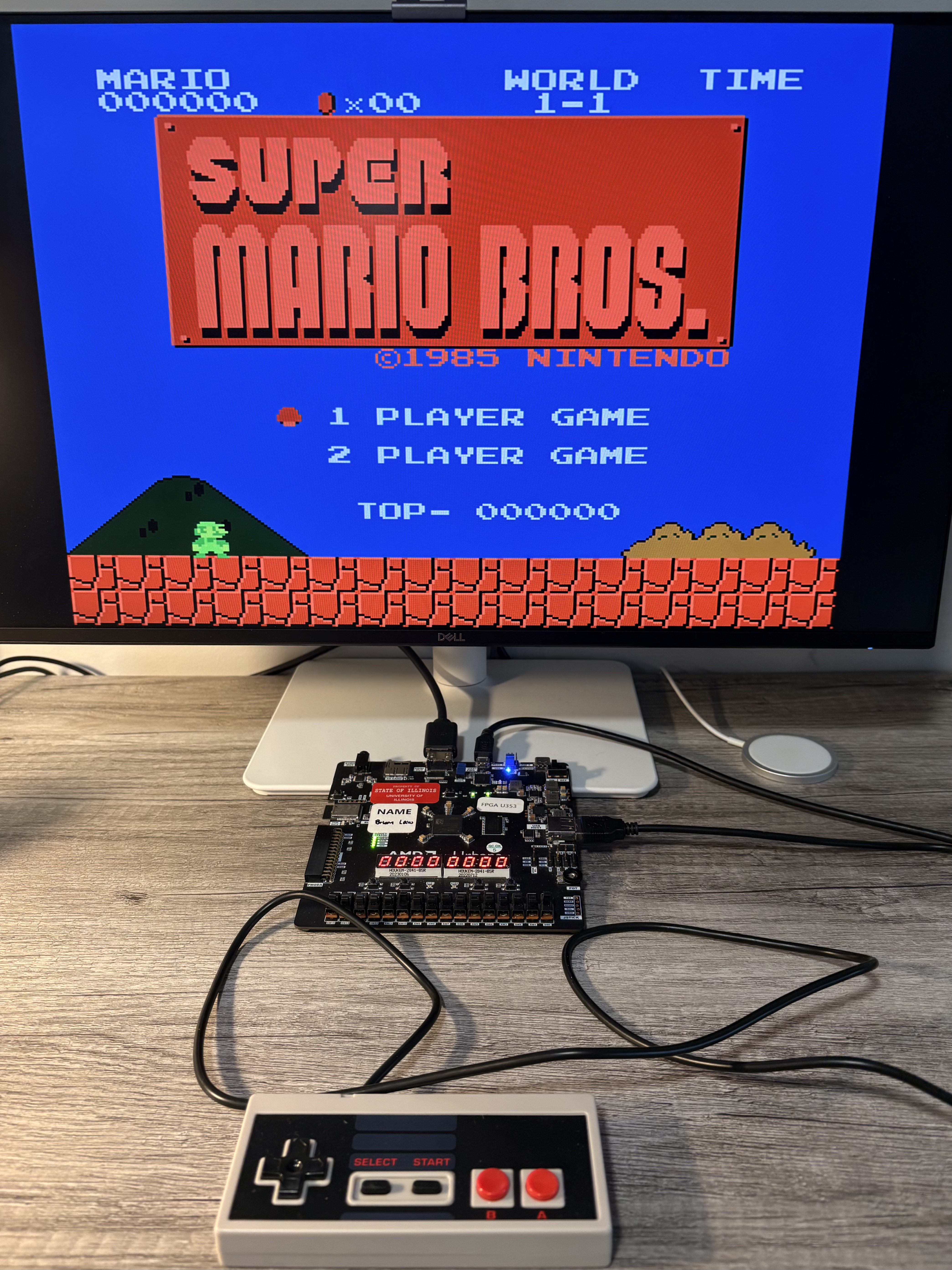 Super Mario Bros running on the FPGA NES emulator